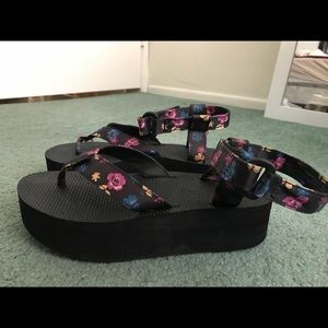 Teva Platforms Sandals with Floral Straps